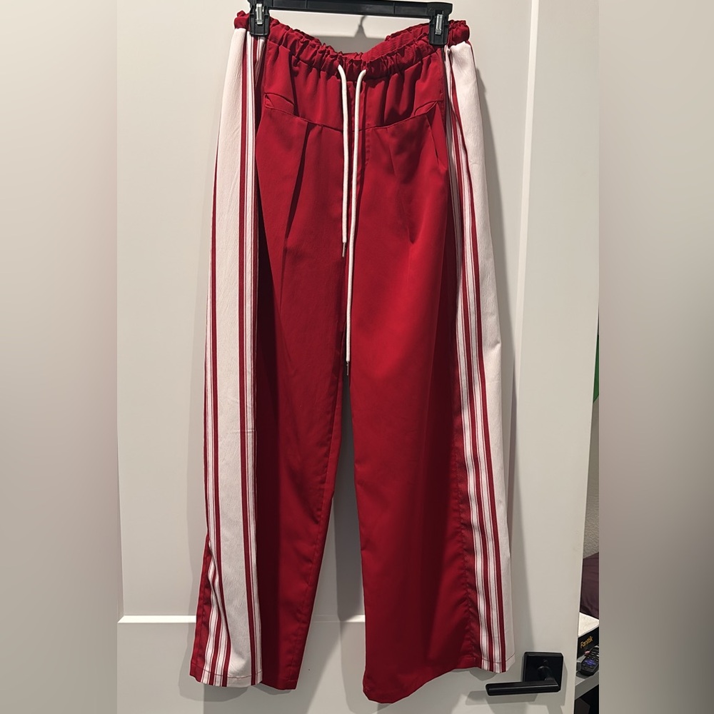 Red and White large Track Pants